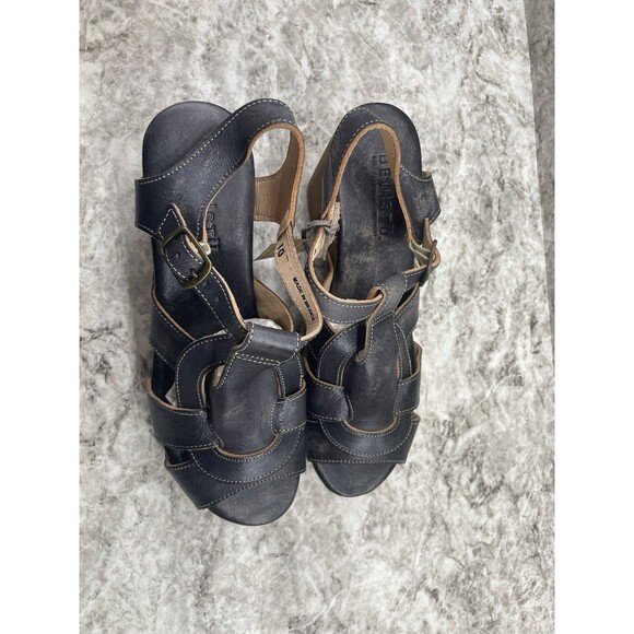 Bed Stu Black Caitlin Sandals Rustic Leather Strappy Heels Distressed Women's 10 - Picture 8 of 11